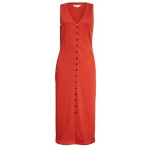 COPY - NEW Organic Cotton Ribbed Button-Front Midi Dress